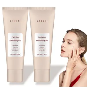 OUHOE Exfoliating Gel 50g - Gentle Facial Scrub for Daily Care, Hydrates & Rejuvenates Skin, Purifying Cream for Pore Cleansing, Moisturizing & Rejuvenating Formula