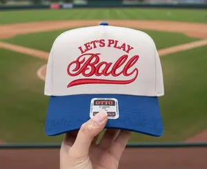 Let's Play Ball Embroidered Trucker Hat, Baseball Hat, Baseball Mom Hat, Softball Mom Hat