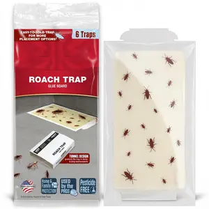 Indoor Insect Glue Boards, Sticky Pest Monitoring Traps for Cockroaches, Spiders, Crickets and Crawling Insects, 6 Pack