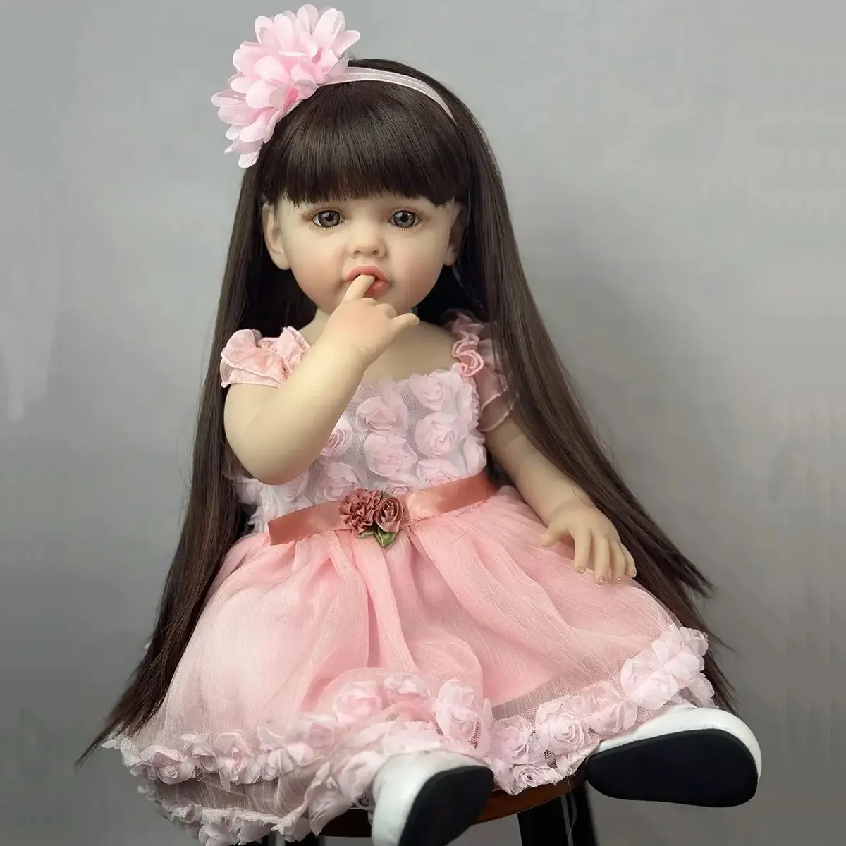 55cm Full Body Soft Silicone Doll Reborn Baby 22inch Princess Newborn Lifelike Bebe Girl Toddler Art Toy Christmas Gift for Kids