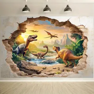 Dinosaur Theme Backdrop, Colorful T-Rex, Brachiosaurus & Pterodactyl Design, Perfect for Birthday Parties, Outdoor Celebrations & Photoshoots