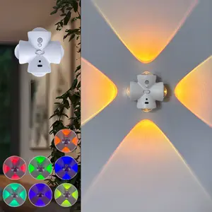 Colorful RGB Sunset Wall Lamp, Wall Mounted Lights, Four-head Magnetic Sensor Ambient Light, 7 Colors Light and 3 Sensor Modes, with Remote and Timer, USB Rechargeable, Suitable for Bedroom, Living Room, Hallway and Stair