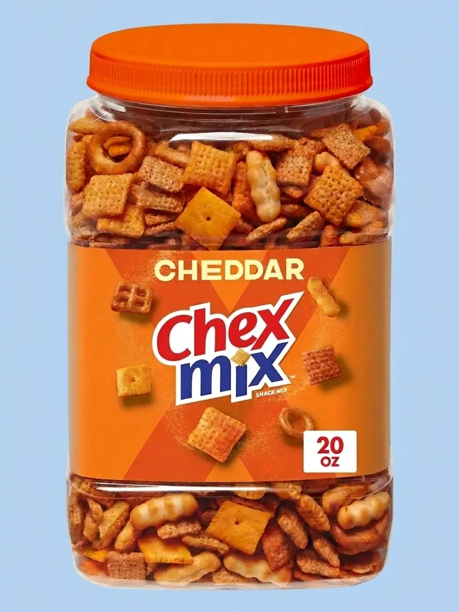 Chex Mix Cheddar Savory Snack Mix 20 oz Salty Snacks Resealable Tub Bold Cheese Pretzels For Office Party Game Night