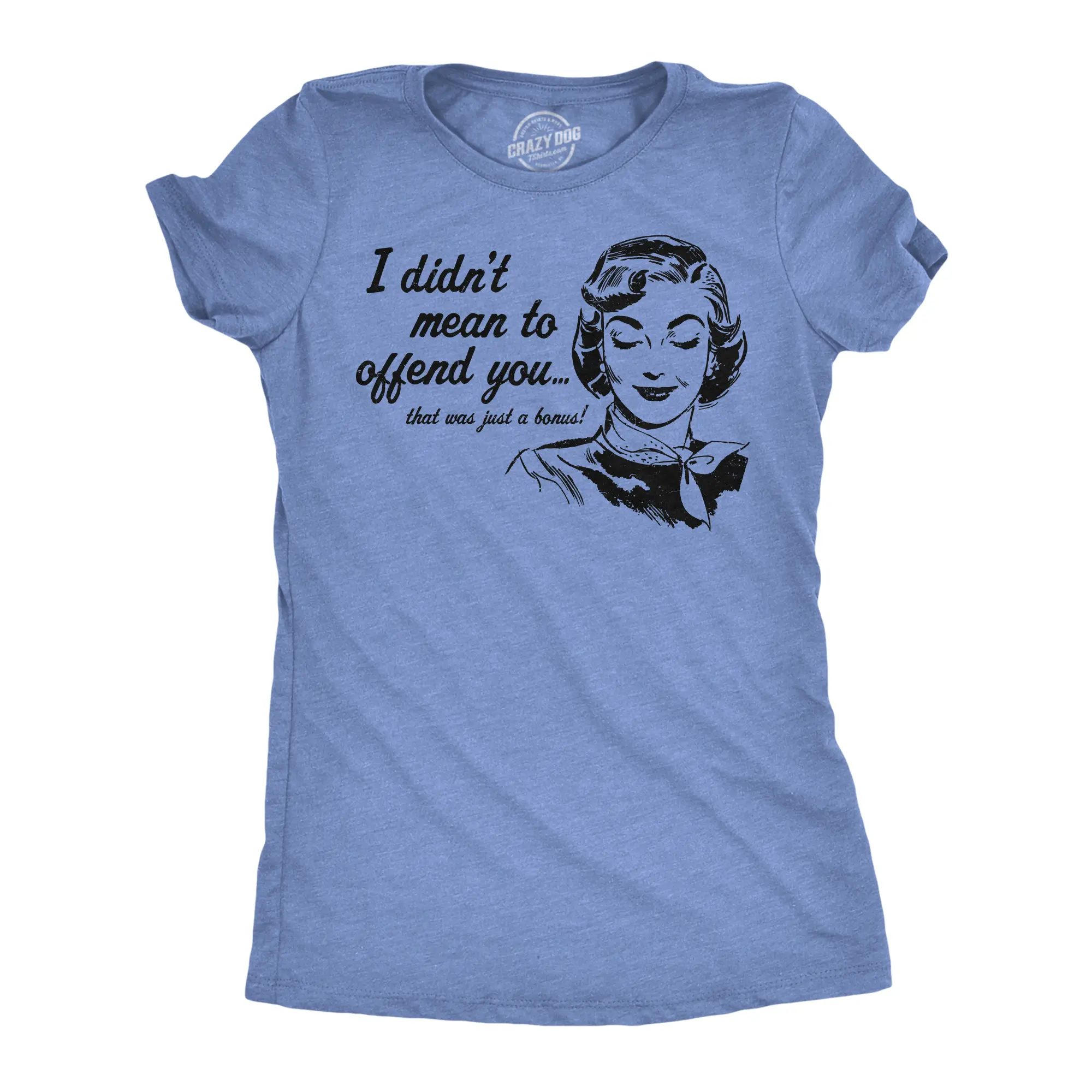 Womens Funny T Shirts I Didnt Mean to Offend You Sarcastic Graphic Novelty Tee for Ladies Funny Womens T Shirts Cute Vintage Fashion Casual Ladies T-Shirt Gift Funny Sarcastic Top Women's Novelty Tees Light Blue