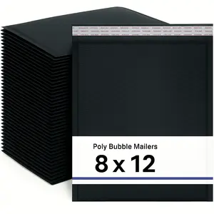 Black Bubble Mailers 8x12" - #2 Medium Padded Envelopes (Usable Size: 8x11")