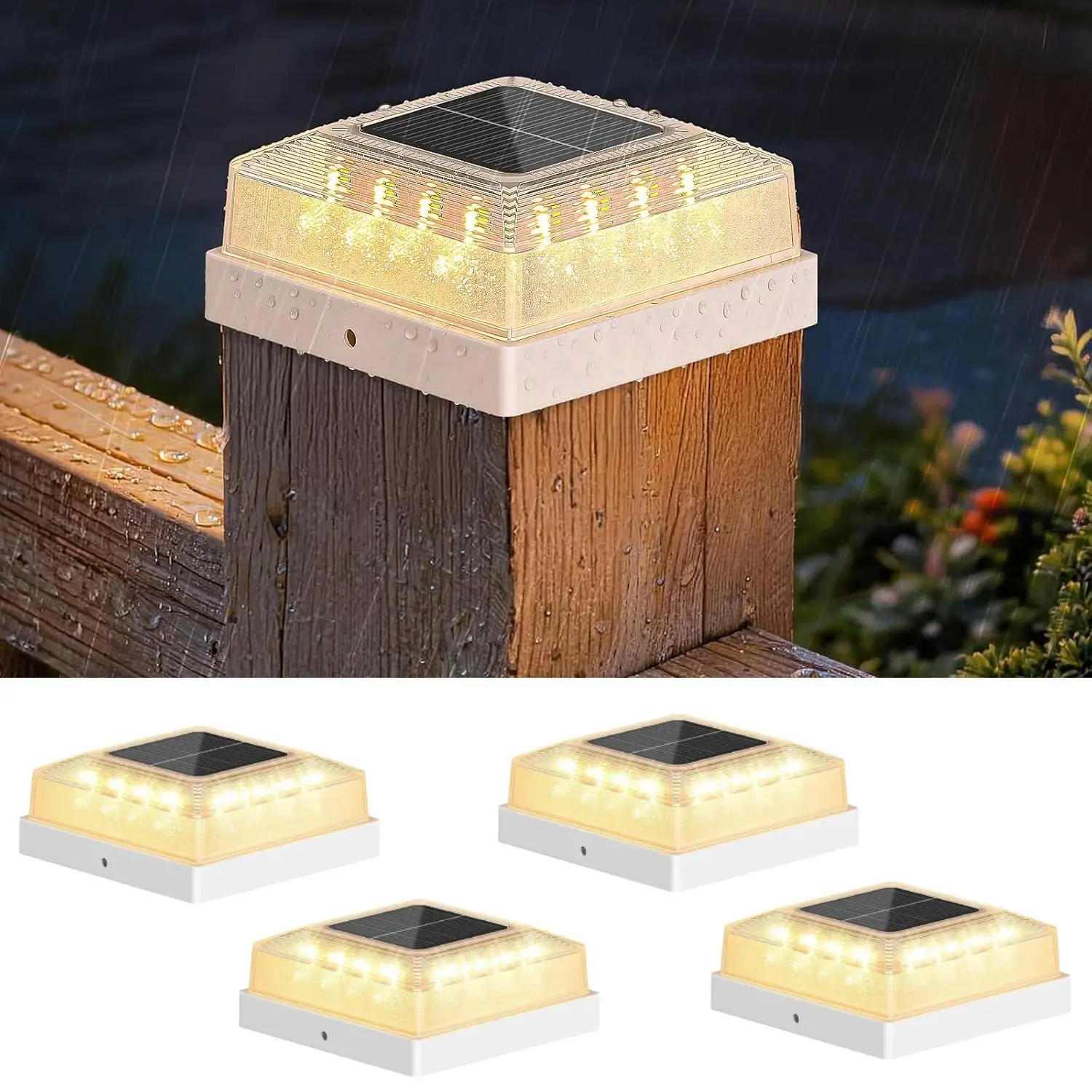 【Clearance】MATULSA 8/4Pcs Solar Post Cap Lights, Solar Fence Post Lights Waterproof, Deck Post Lights Fits 4×4 Wood/Vinyl Posts, Ideal for Garden Patio Porch, Outdoor Solar Led, Solar Outside Lights #SummerVibes