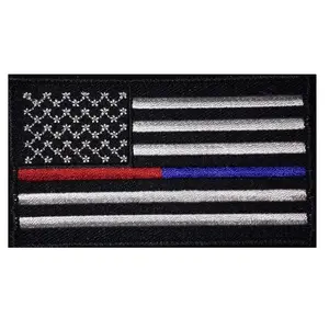 USA Flag Thin Red Blue Line Police - Firefighter Patch [3.0 X 2.0 -iron on sew on-PF9]
