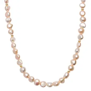 Peach Freshwater Pearl Fancy Necklace in 18K Vermeil Yellow Gold Over Sterling Silver 18 Inches Christmas Gifts