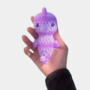 Handmade Crochet Seahorse - Purple Artisanal Craft Item Using Rubber Bands for Unique Texture & Flexibility - Safe for Adults Only