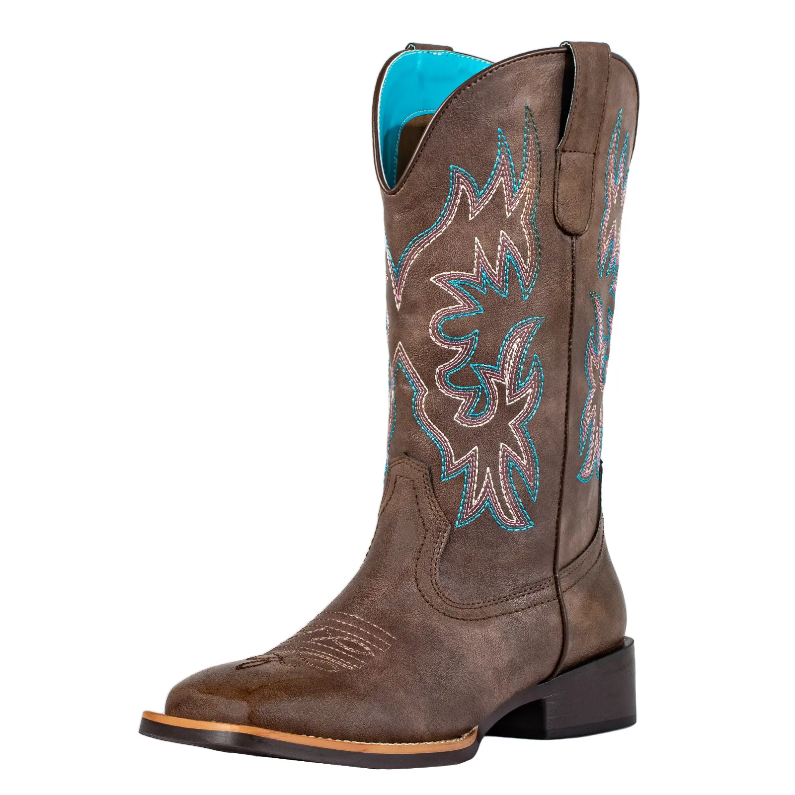 Women's Classic Western Cowboy Booties - Casual Design Footwear (Brown/Dark Brown) for Fall Outfits, Country Concerts, Everyday Wear, Easy to Pair with Jeans, Denim Shorts, Dresses, Skirts - All-Season Women's Shoes