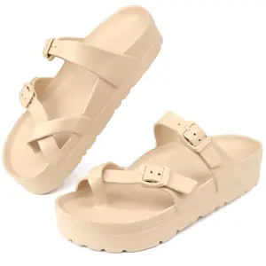 Summer Comfort Flat Heel Crisscross Straps Sandals - Soft EVA Sole, Breathable Toe-strap, Buckle Closure, Casual Round Toe Design - Perfect for Womens Everyday Wear:0.000 RMB Footwear Girl Black