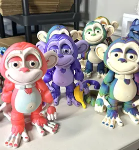 HixTown Monkeys XL 10" to 16" 3d printed articulating multi colored figurines