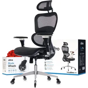 Oline ErgoPro Ergonomic Office Chair, Rolling Desk Chair with 4D Adjustable Armrest, 3D Lumbar Support, Blade Wheels, Mesh Computer Gaming Executive Swivel Chairs Chair (Black)