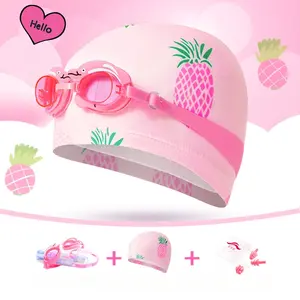 Children's swimming cap for boys and girls, children's swimming cap, hot spring baby swimming cap three-piece set, children's swimming goggles and swimming equipment