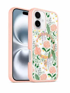 OtterBox iPhone 16 Plus Symmetry Series Clear Case - Peachy Bloom Pink With MagSafe