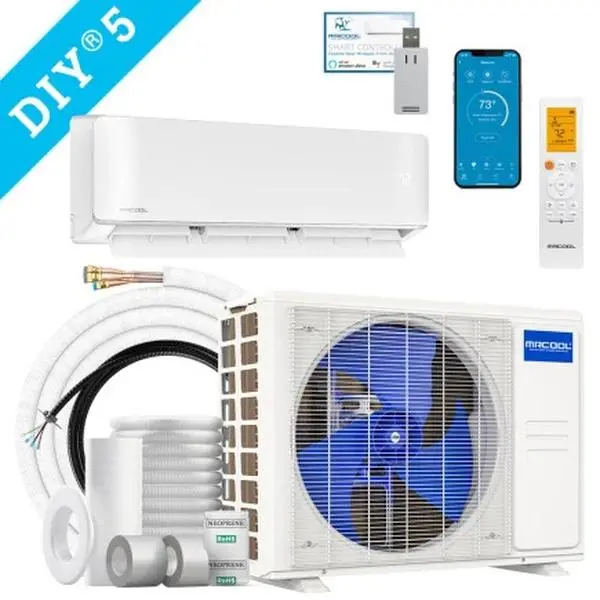 MRCOOL DIY 5th Gen E Star 18,000 BTU Single Zone Mini Split Complete System with 25ft. Line Set 208/230V, DIY-18-HP-WM-230D25-O