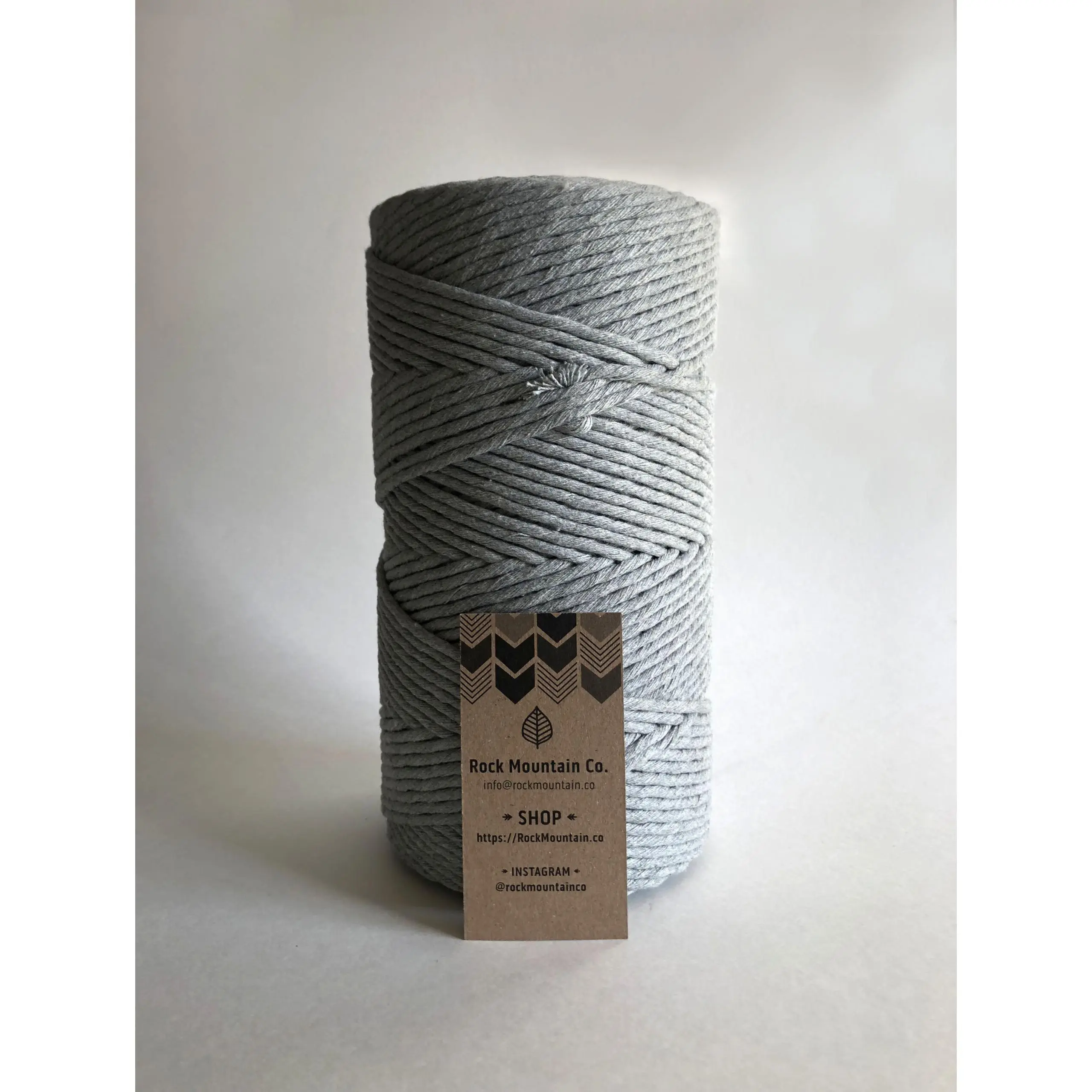 4mm Single Strand Macrame Cord 1 Ply Twisted Cotton Craft String - Light Gray Fiber Art Rope