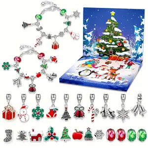 24 Day Christmas Advent Calendar Countdown Surprise Gift Idea DIY Christmas Bracelet Making Kit, Jewelry Making