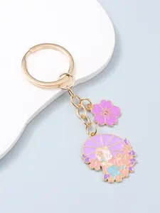 Japanese Cherry Blossom Cat Keychain, Cute Multicolor Wristlet, Sweet Romantic Style, Car Bag Key Holder, Perfect Gift Idea