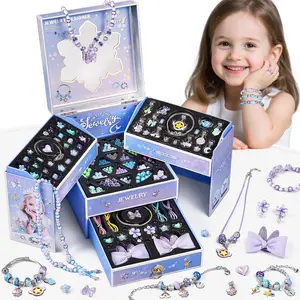 Cute Jewelry Gift Set for Girls, Mix & Match Bracelets Rings & Charms, Stress Relief Fidget Gift, Party Favor for Family Gatherings & Holidays