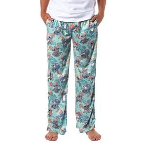Disney Adult Lilo & Stitch Tropical Leaves Allover Print Sleep Lounge Pajama Pants (Medium)