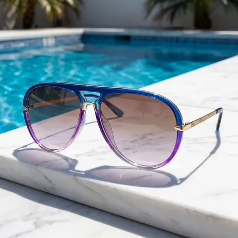 Women's 2026 New Retro Aviator Sunglasses - Fashionable Frames, Colored Acrylic & Polycarbonate Lenses, Multi-Color Gradient Stunner Shades, Full Rim Chic Retro Diva Stylish Accessories for Outdoor Summer Use, Unisex Fit, Fashionable Frames Sunglasses