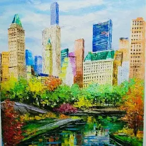 This is an exquisite hand-painted artwork that captures the essence of a springtime scene in Central Park. Displaying this painting in your home will fill the space with the refreshing aroma of spring, allowing viewers to experience the beauty and vitalit