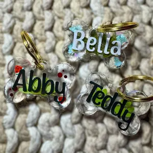 Handmade Resin Pet Tags in Custom Design - Small Bone - Made To Order