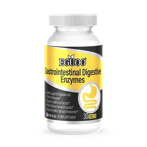 EGUOO Gastrointestinal Digestive Enzymes, Multi-Prebiotic Complex with Plant Extracts, 30 Tablets, Dietary Supplement for Gut Health and Digestion Support