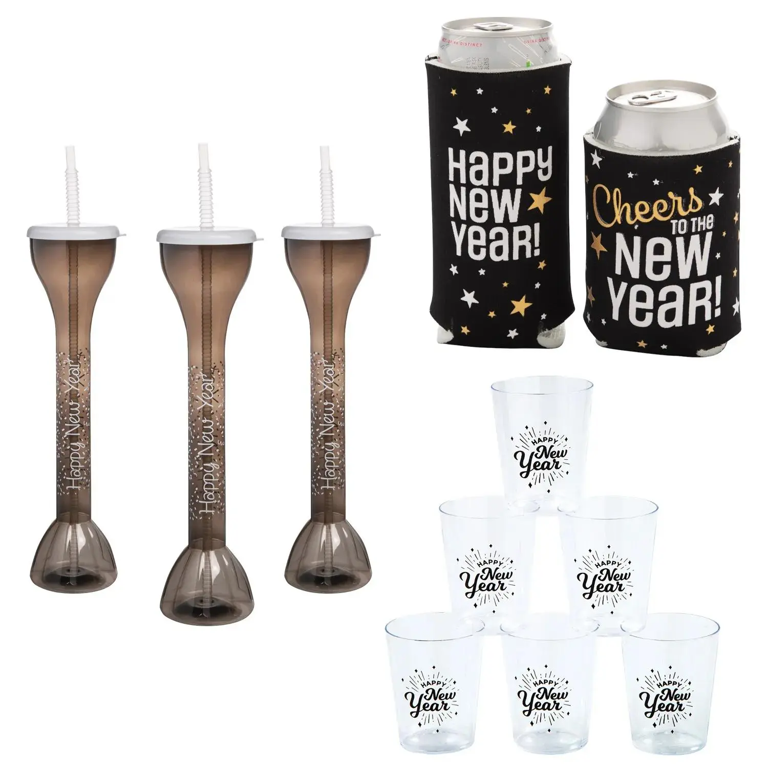 New Year’s Eve Disposable Plastic Drinkware Kit - 42 Pc., Party Supplies with Foam Coolers, New Years Eve