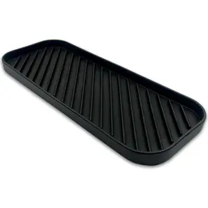 Silicone Sink Organizer Tray, Multi-Use Soap & Sponge Holder for Kitchen and Bathroom Countertops, Non-Slip Soap Dish(Black)