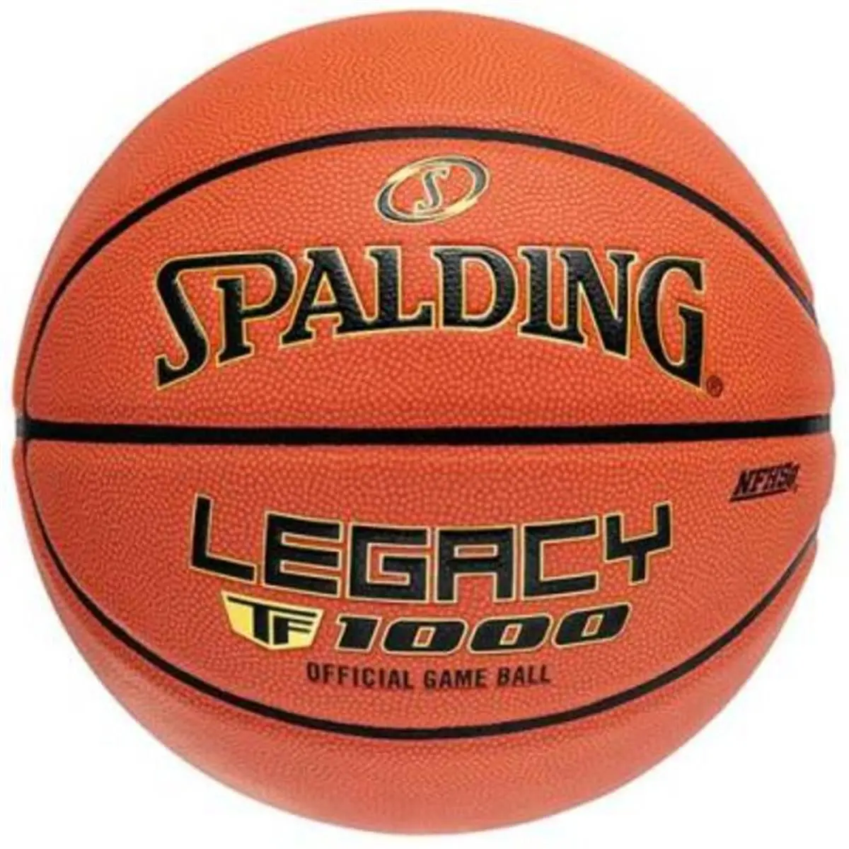 Spalding Legacy NFHS Indoor Game Basketball - 28.5 in. Orange Synthetic Ball with Deep Channel Design, Nylon Windings for High School, College Athletes (Model 1457055)