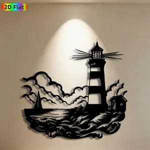 1pc Lighthouse Metal Wall Art Lighthouse Statue Mural, Ideal Gift for New Year, Christmas, Coastal Decor Enthusiasts, Weather-Resistant Metal Wall Decor Wall Sculptures, Perfect for Outdoor Wall Fence Coastal Enthusiasts