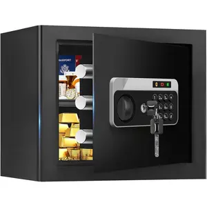 1.3 Cuft Fireproof Waterproof Safe Box, Digital Security Safe for Home with Combination Lock, Alarm System, Removable Shelf, Anti-Theft Safe for Money and Jewelry