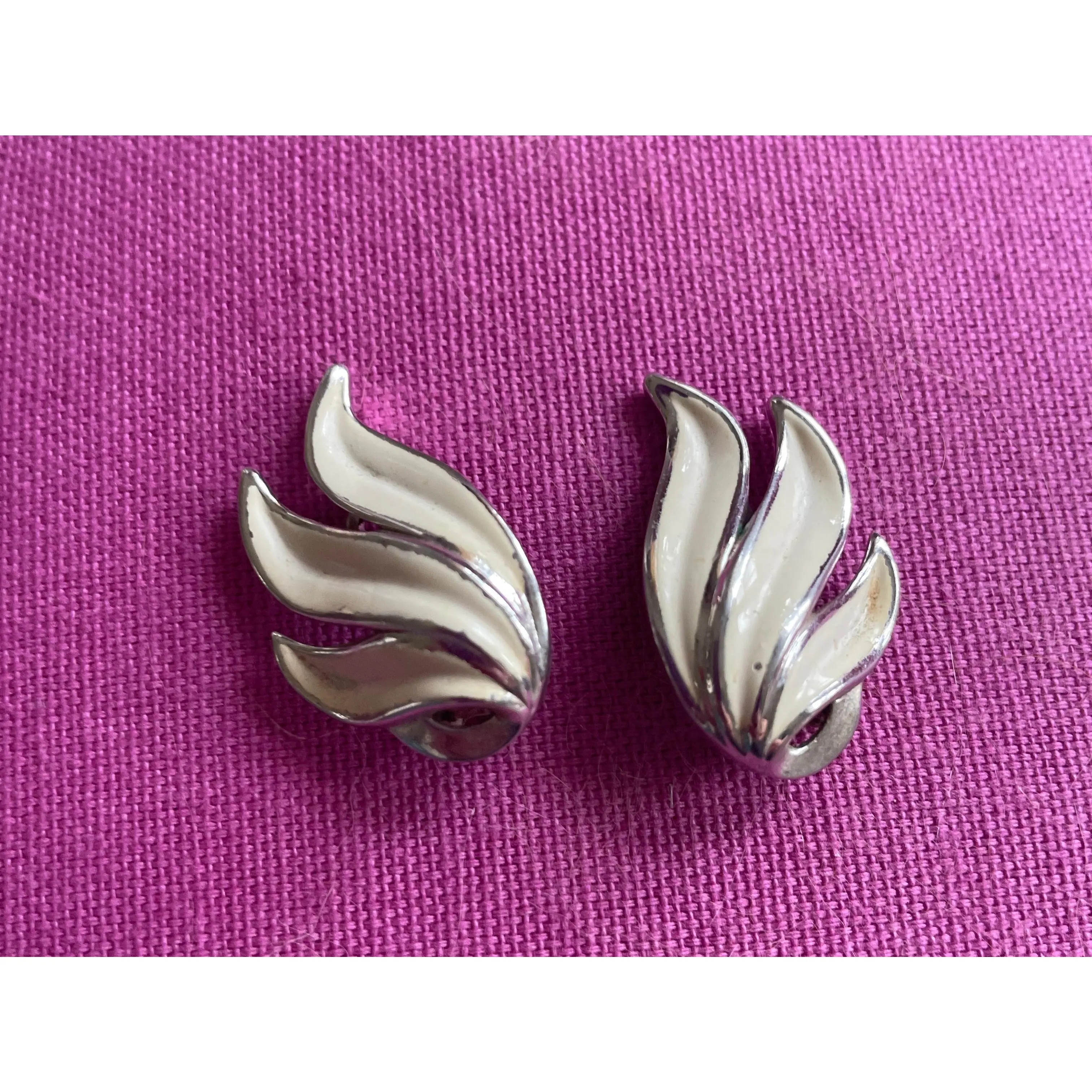 Trifari Enamel Wing Clip Earrings
