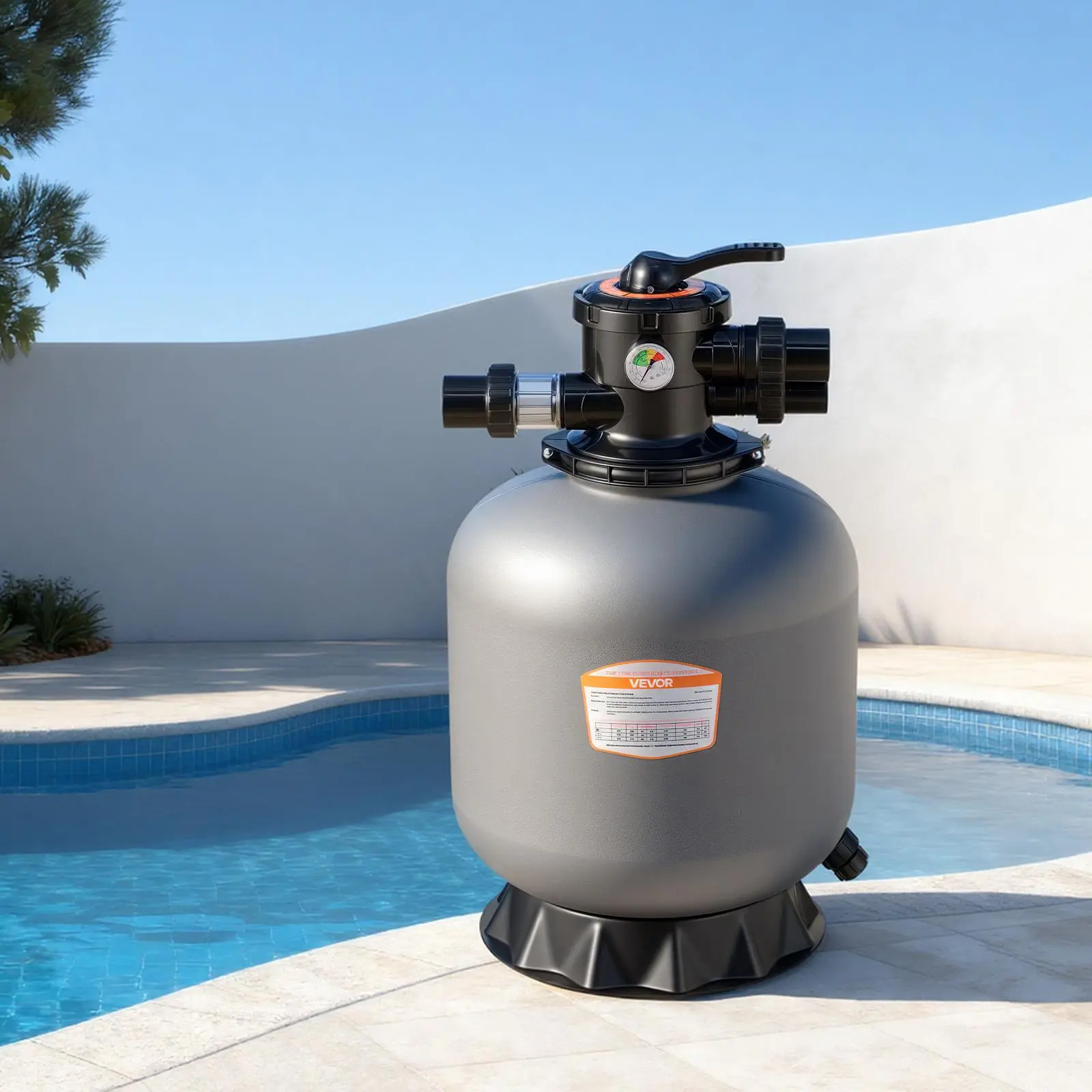 【SummerFinds】VEVOR Sand Filter, 18-Inch, 40 GPM Above Inground Swimming Pool Sand Filter System, with 7-Way Multi-Port Valve, Backwash, Rinse, Recirculate, Waste, Winter, Closed Modes, for Above In Ground Pools