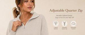 Ekouaer Women's  Casual Relaxed Fit, Lightweight Long Sleeve nylon fabric Top with Collar for Outdoors,Slit at the hem， Leggings, Skinny, Style, Basic, Collared, Comfortable, Loose, Tops