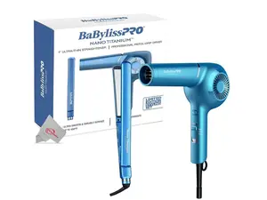 BaByliss PRO Nano Titanium 1" Ultra-Thin Straightener & Professional Pistol-Grip Hair Dryer (Blue) BaByliss PRO Nano Titanium 1" Ultra-Thin Straightener & Professional Pistol-Grip Hair Dryer (Blue)