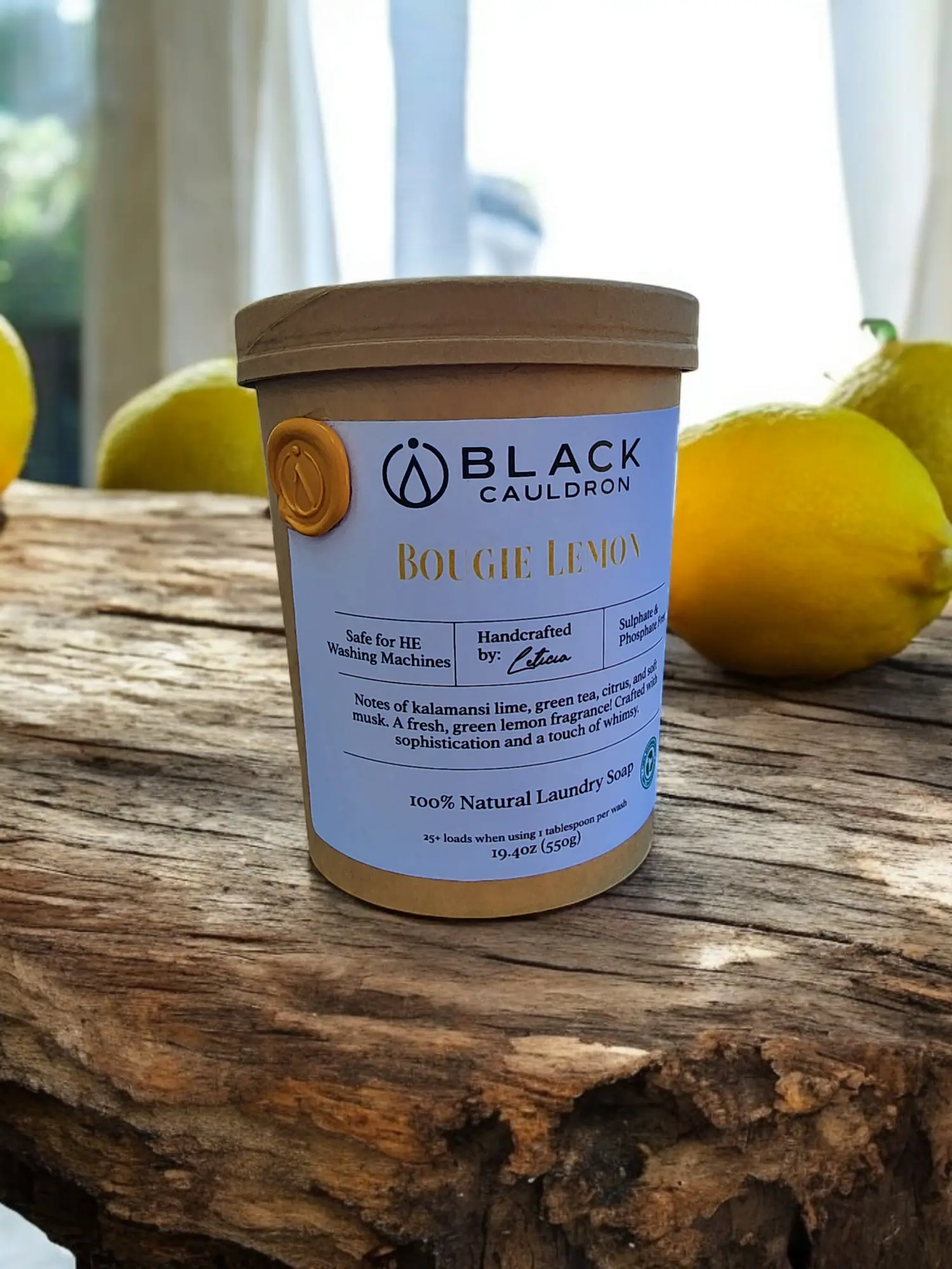 Bougie Lemon Laundry Soap Powder 19.4oz - fully compostable packaging!!
