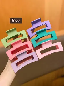 6 elegant Macaron color square hairpins, suitable for everyday hairstyles, recommended as a gift. Hairpin accessories for women, school supplies, college fall accessories, autumn and winter holiday outfits, Hair Clips, Barrettes, Flat Claw Clips