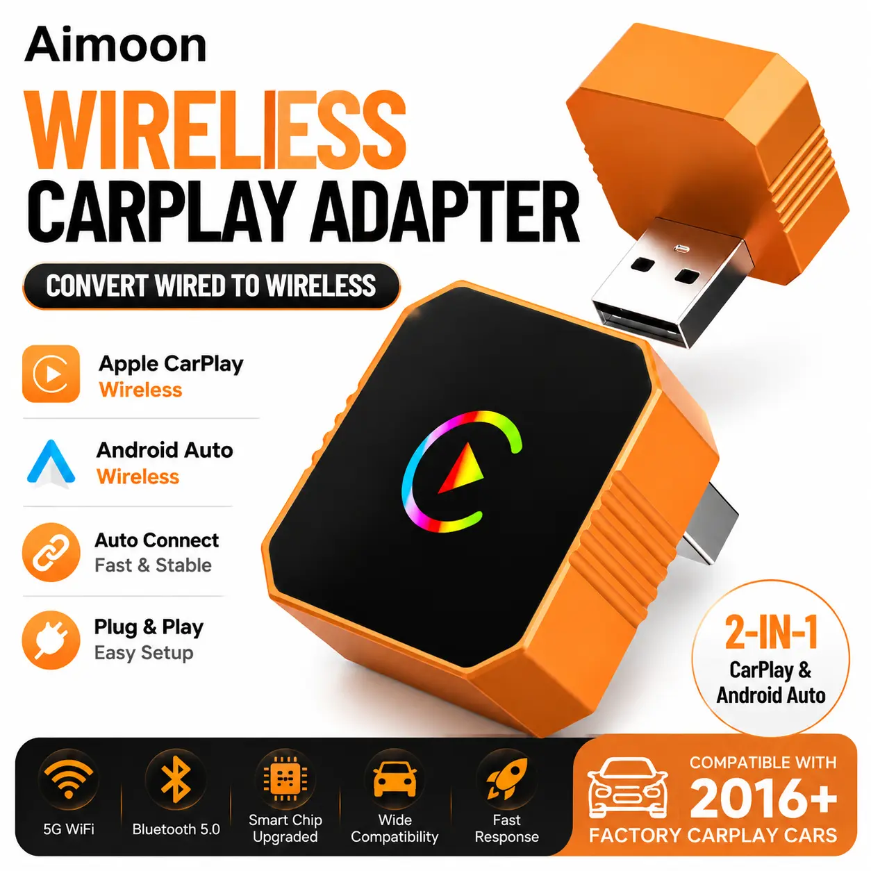 2 in 1 Wireless CarPlay and Android Auto Adapter