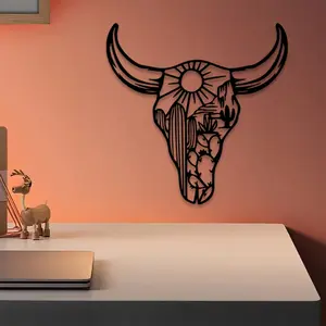 1pc Boho Skull Metal Wall Art, Boho Skull Statue Mural, Perfect for Living Room Wall, Halloween Decor, Ideal Gift for Collectors, Durable Metal, Modern Home Decor, Modern Art Design