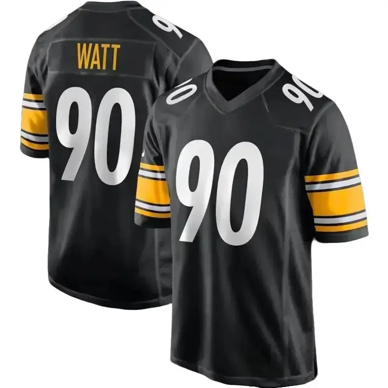 Full Print Logo Watt #90 Black Yellow Jersey Shirt, America Football Jersey, Sport Clothing, Football Uniform, Jersey For Football Fans, Gift for him
