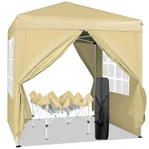 6.5x6.5ft Pop Up Canopy Tent, Outdoor Instant Shelter Folding Canopy with 4 Side Walls and Carry Bag for Commercial Events, Party, Backyard BBQ