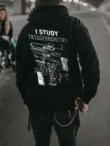 Men's Tactical Hoodie, Fun Gun Enthusiast Sweatshirt, Second Amendment Support, Long Sleeve Loose Fit, Street Style, Fall & Winter