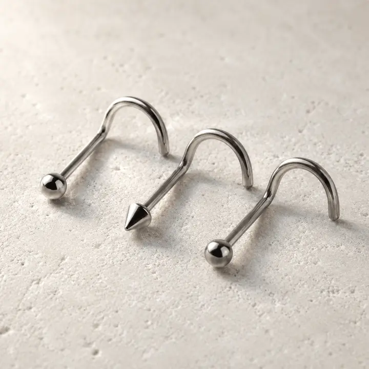 Stainless Steel Screw Nose Ring Ball Dome Spike 18G 20G