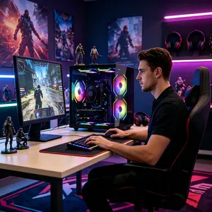 Suevery Intel i7-4790 Gaming Desktop PC – 16GB DDR4 RAM, 256GB SSD, 7 RGB Fans, WiFi 6, HDMI VGA Ports, Prebuilt Tower Computer for Gaming and Work
