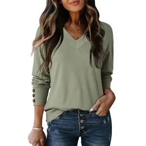 Dokotoo Long Sleeve V Neck Knit Top