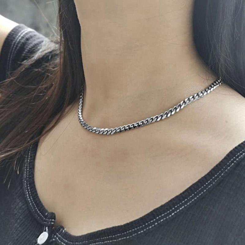 3/5/7/9/11mm Stainless Steel Silver Color Cuban Curb Chain Necklace Choker 16-30" for Men Women Daily Jewelry Christmas Gift