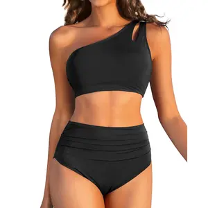 Yonique Women High Waisted Bikini - One Shoulder Bathing Suit Tummy Control Two Piece Swimsuit 2025